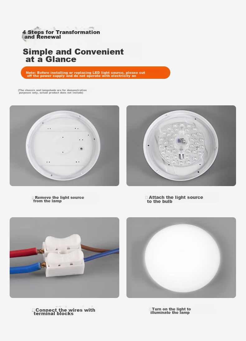 Foshan Lighting (FSL) LED Ceiling Light Panel Core, Ultra-Bright Energy-Saving Lamp Board, Magnetic Suction Retrofit Board, Patch Light Source Module, Full Spectrum, 16W Neutral White Light, Including Terminal Connectors 14