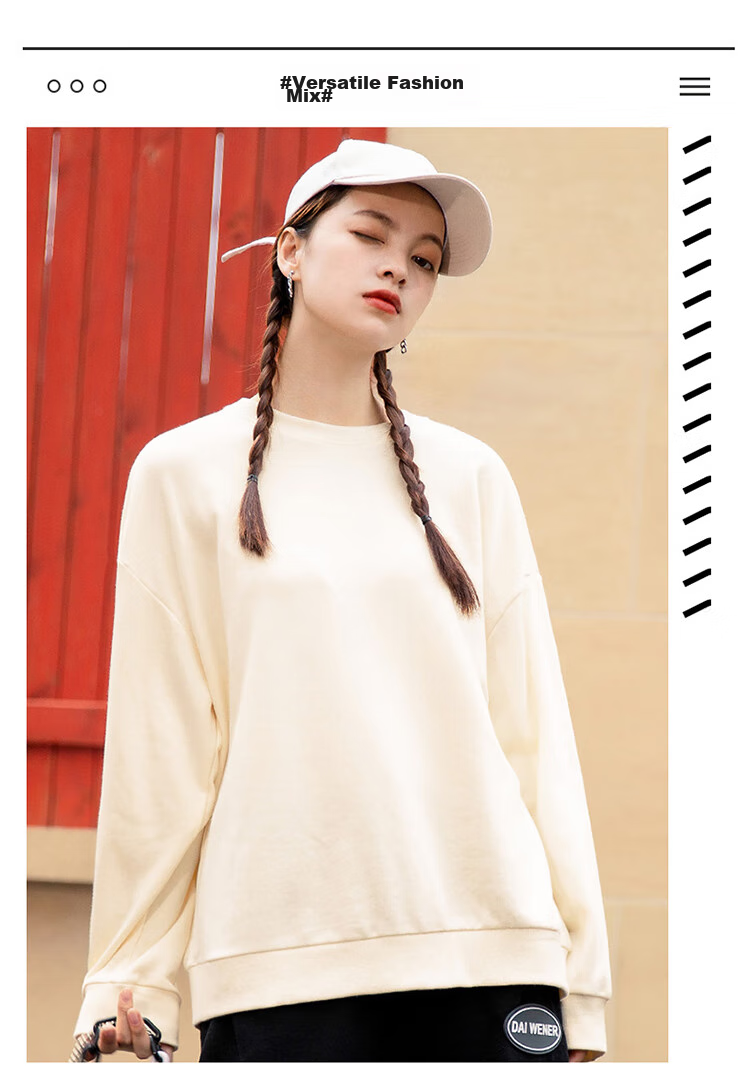 Jeanswest Women's Sweatshirt, Round Neck Pullover, Spring/summer 2026, Loose-Fitting Casual Style, Trendy White Top, Size M 2
