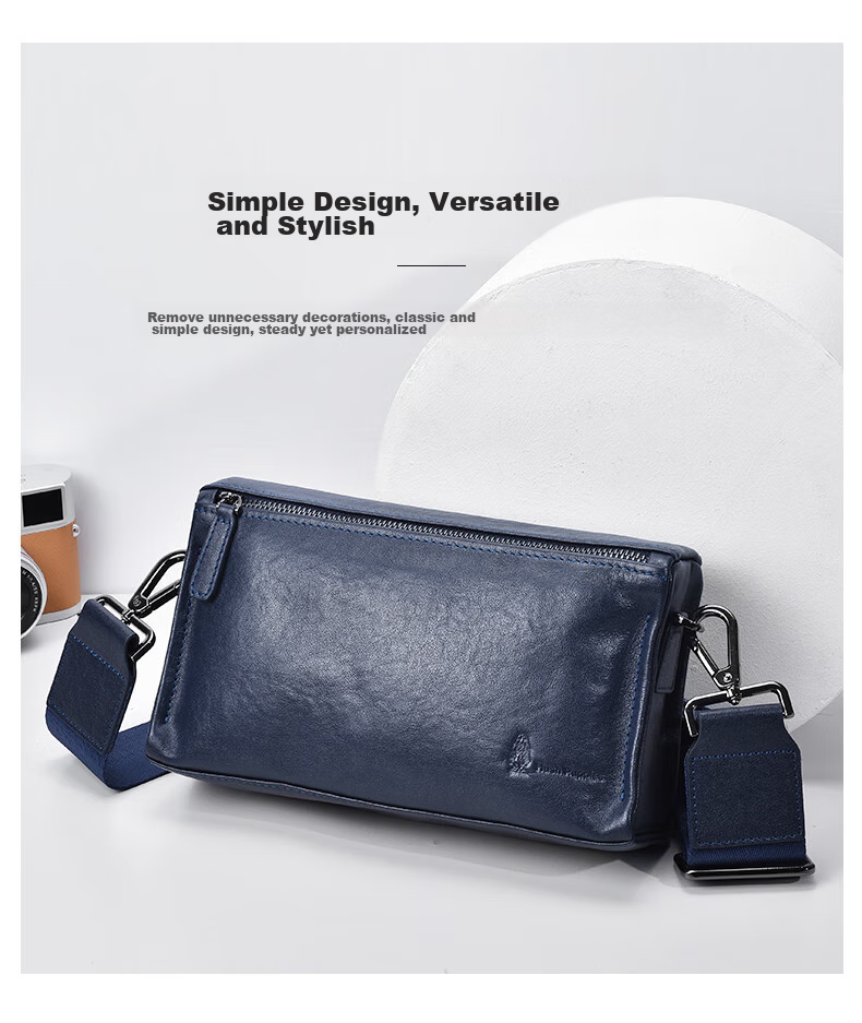 Hush Puppies Narrow Strap Crossbody Shoulder Bag First Layer Cowhide Men's Large Capacity Vintage Messenger Bag Casual Simple Birthday Gift 8