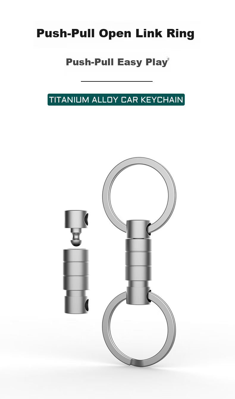 YORA Titanium Alloy Anti-Drop Quick-Release Car Key Ring Connector, Bidirectional Universal Ring, Parent-Child Buckle, EDC Tool, USB Drive Lanyard Clip 5