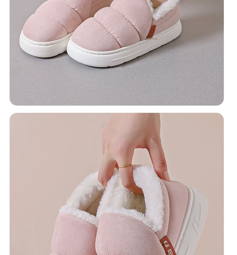 Huili Cotton Slippers with Cotton Lining, Warm And Thick, Suitable for Indoor And Outdoor Wear, Non-Slip, HL0795, Pink, Size 38-39 17