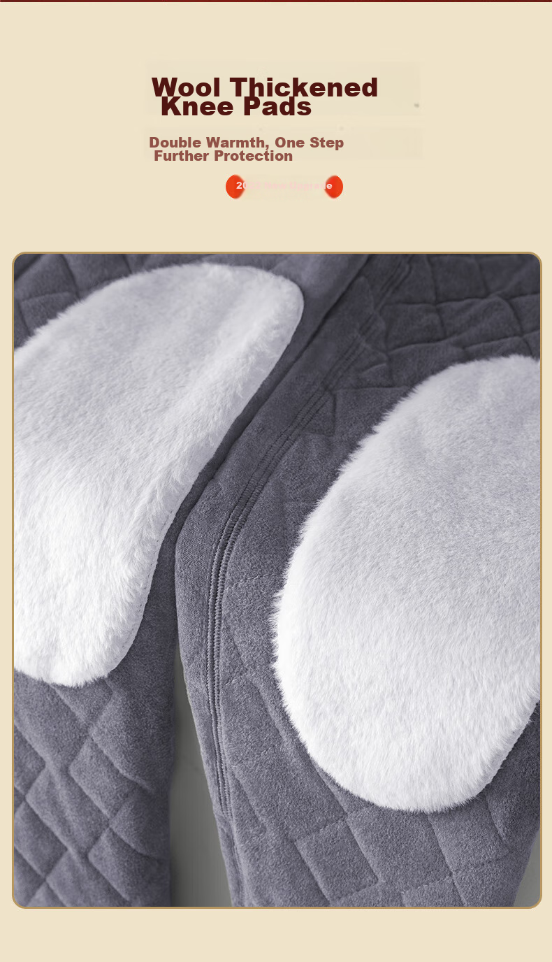 LangSha Extra-Thick Thermal Underwear Pants for Middle-Aged And Elderly Men, Winter Warm Anti-Cold Base Layer Pants with Fleece Lining, Knee And Waist Protection, Ultra-Thick Wool Pants 6