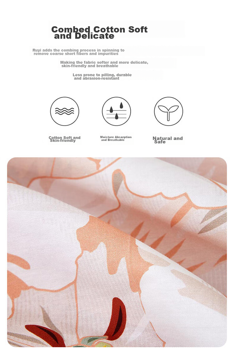 LUOLAI Home Textiles 100% Pure Cotton Bedding Set, Chinese Style Bed Sheet And Duvet Cover Double Set, 200*230cm 6