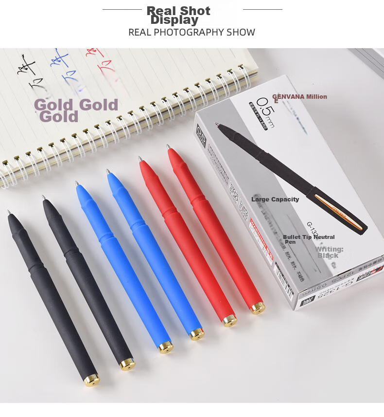 Genvana [12 Large Capacity] Stationery 0.7mm Black Gel Pen, Signing Pen, Wear-Resistant Tip Office Signing Pen Frosted Barrel Gel Pen G-1327 10
