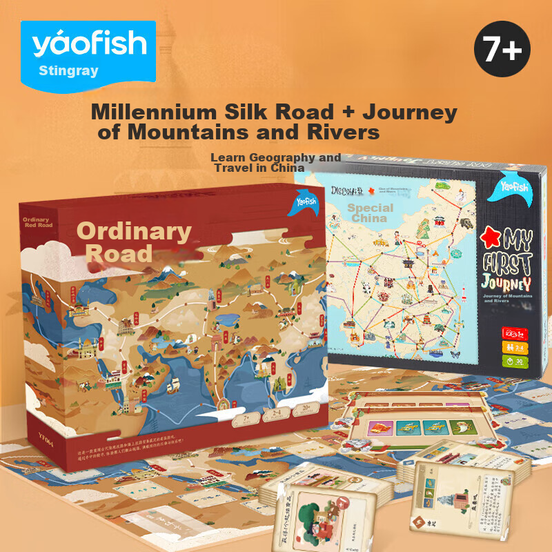 Yaofish Children's Table Game, Parent-Child Journey along The Silk Road, Educational Toy for Primary School Boys And Girls, Gift for Kids
