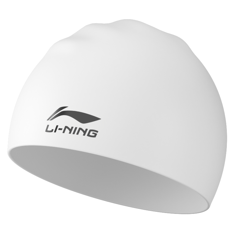 LI-NING Long Hair Silicone Waterproof Swimming Cap, Unisex Swim Cap LSJK808 White