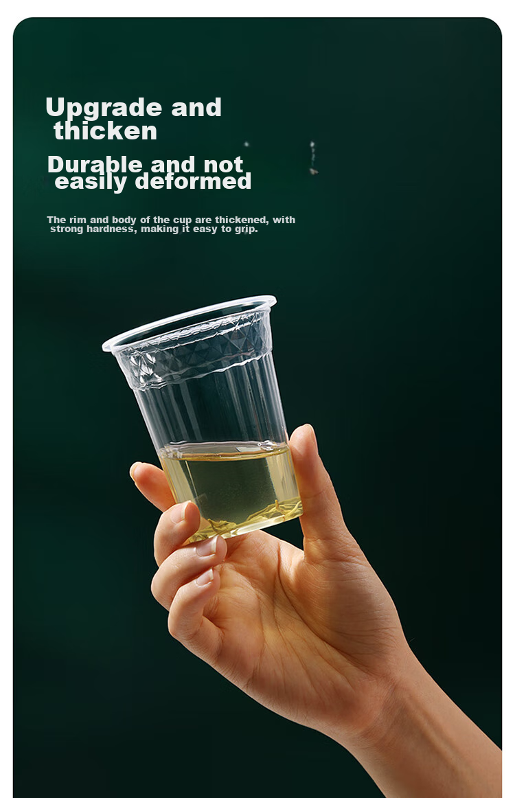 MARYYA Disposable Plastic Cups, 240ml*100 Pieces, Thickened Water Cups, Tea Cups, Beverage Cups, Aviation Cups 4