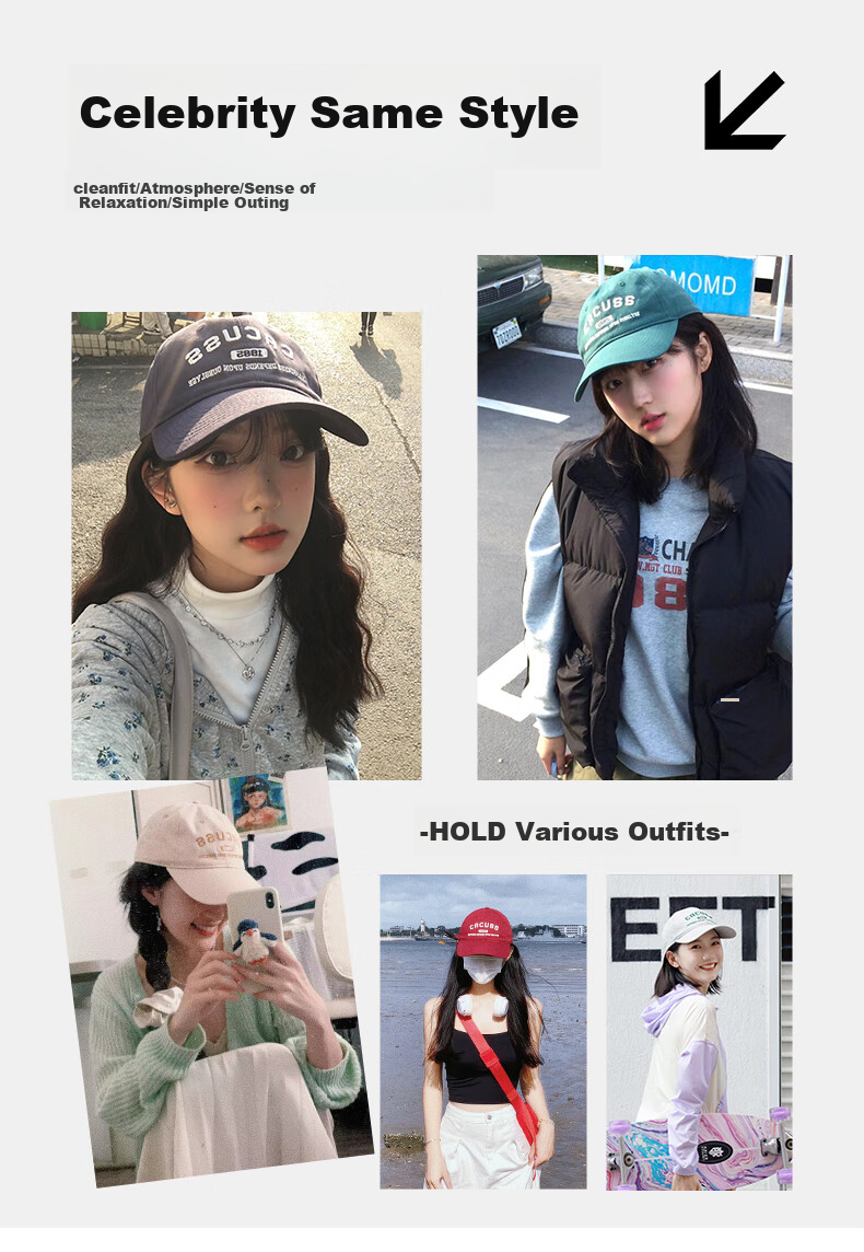 CACUSS Baseball Cap for Women, Large Head Circumference Soft Top Visor Hat, All-Season Sun Hat, Korean Style Versatile Sun Protection Hat, Chiji Red 10