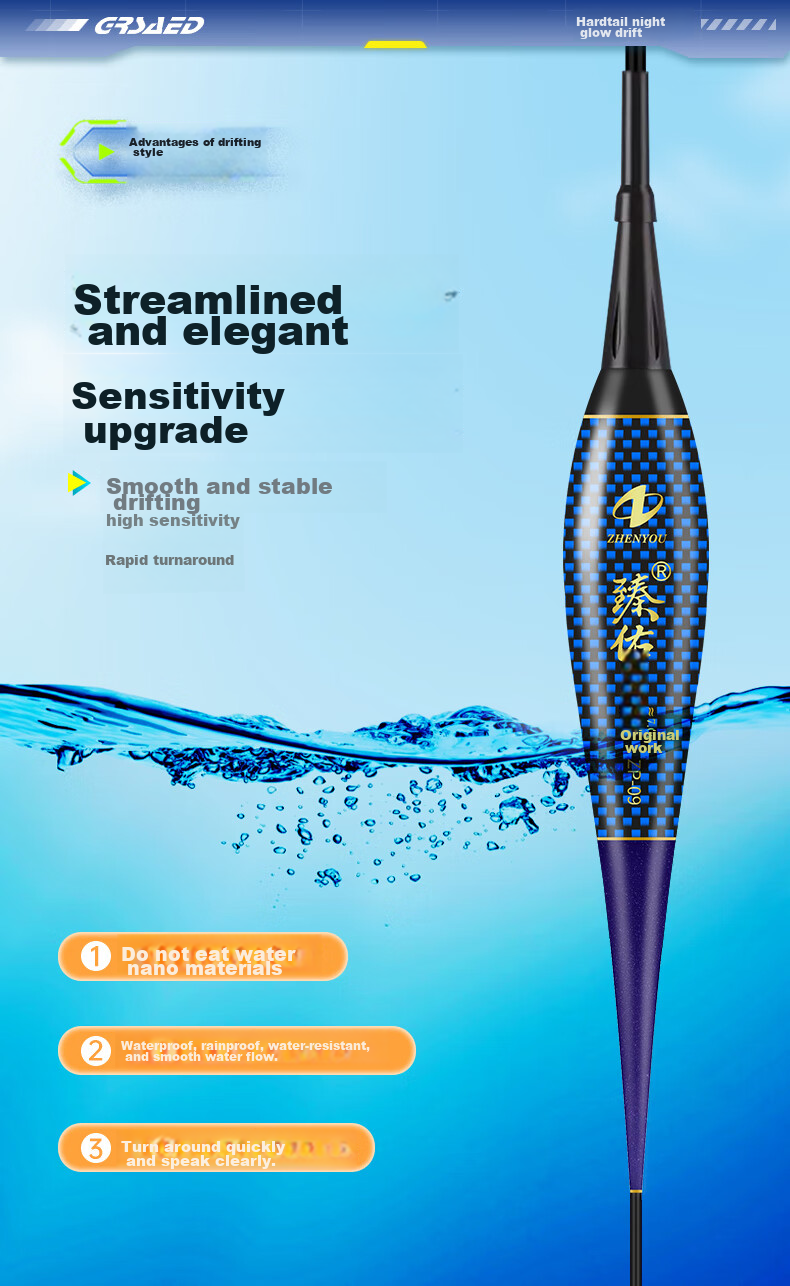 Grsaed Luminous Fishing Float with Bite Indicator, Color-Changing, Hard Tail, Highly Sensitive, Eye-Catching Buoy for Night Fishing, Carp And Big Fish Float, Electronic Float ZP08 3