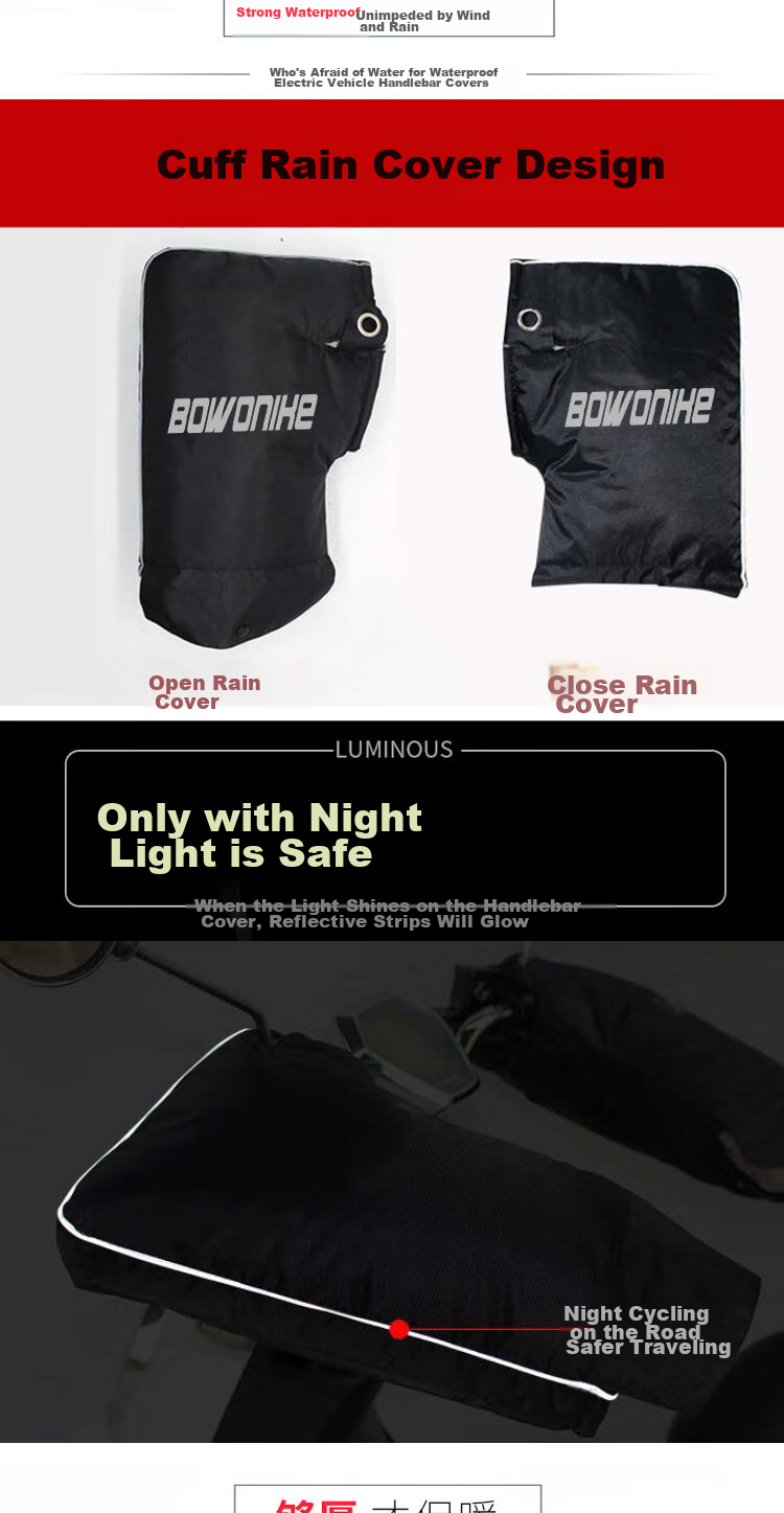 BWNK Electric Motorcycle Gloves, Winter Warmth, Scooter Handlebar Cover, Thickened Fleece Windshield, Large Opening Style for Riders 3