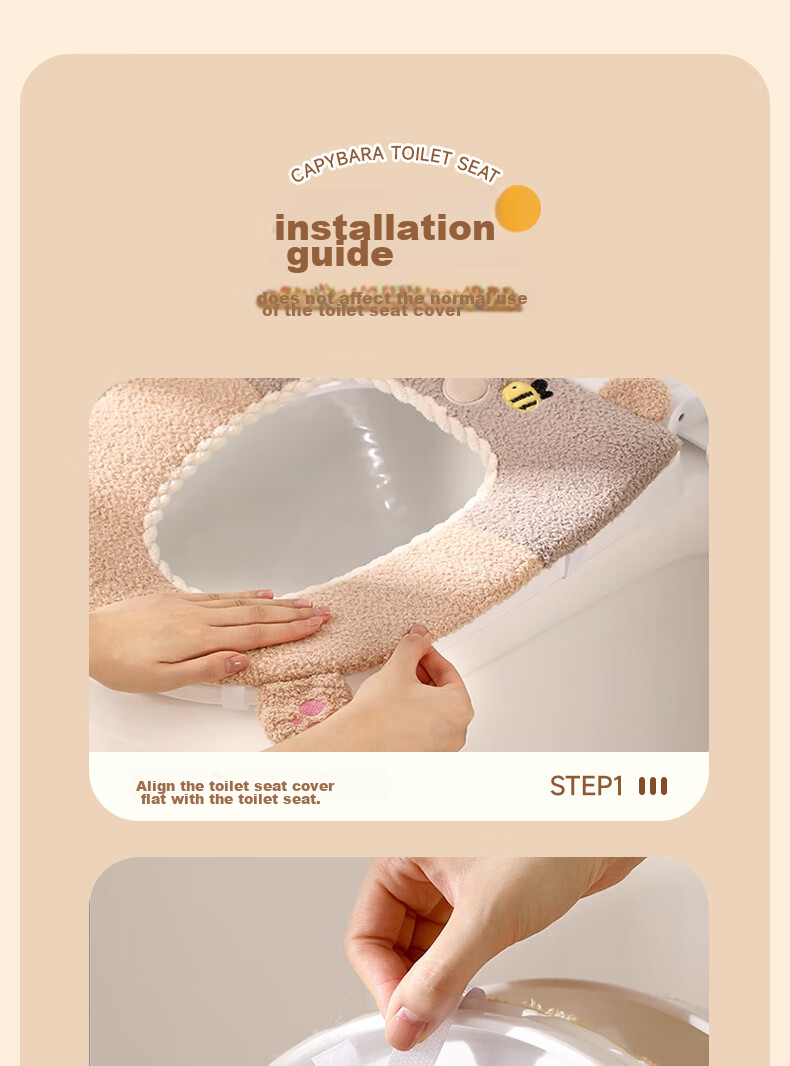 Baicaoyuan Toilet Seat Cover, Thickened PU Leather, Soft And Washable, Adhesive Padded Toilet Seat Cushion, Cloud Velvet, All-Season Universal Toilet Seat Cover Ring 15