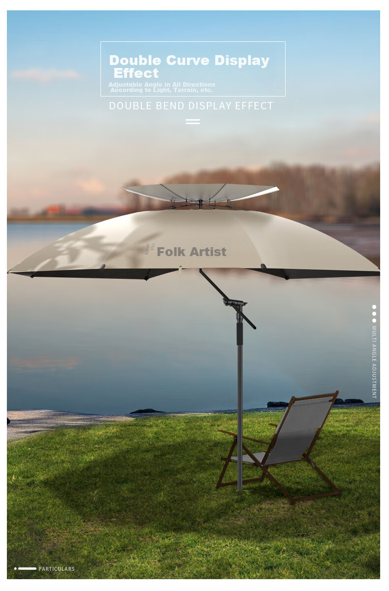 Minjianyiren New Fishing Umbrella, Outdoor Sunshade Umbrella, Walking Stick Fishing Umbrella, Ground Insert, Sun Protection, Windproof, Omnidirectional Double-Bend Rain-Proof, 2.2 Meters 3