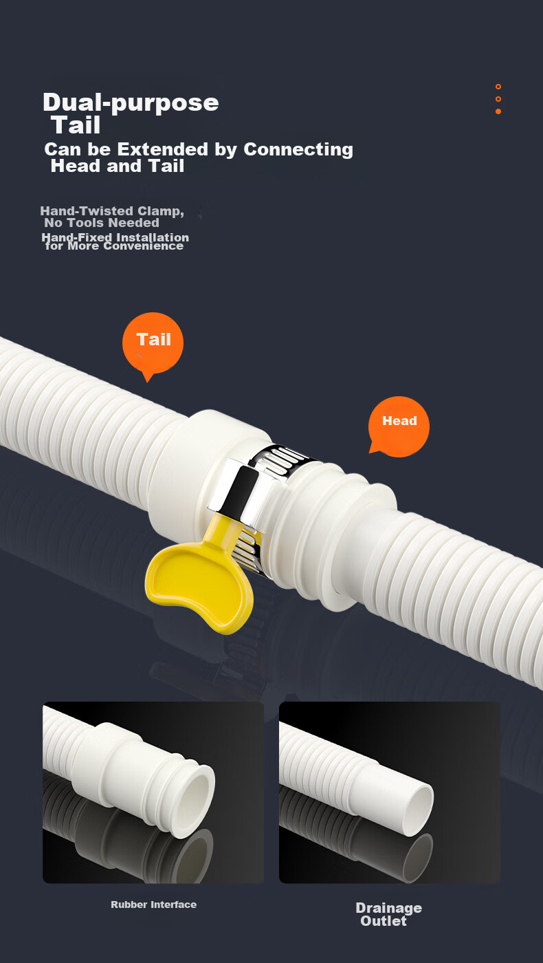 Muvi Air Conditioner Drainage Pipe Extension Tube, Anti-Aging Outdoor Unit Condensation Drip Water Hose Drainage Pipe, 2 Meters 6
