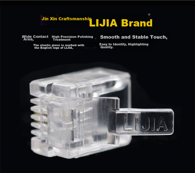 LIJIA XL-DH210 Telephone 2-Pin Crystal Head, 6P2C Crystal Head Pure Copper Gold-Plated RJ11 Voice CAT3 Two-Core Telephone Line Plug, 50U Gold-Plated, 10 Pieces/bag 5