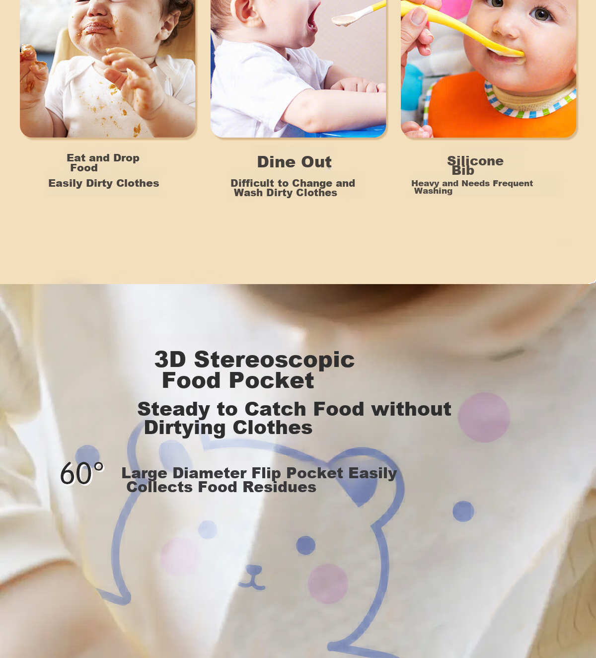 Mianzhirun Disposable Bibs, Baby Drool Bibs, Washable Bibs, Individually Wrapped, 20 Pieces * 2 Packs 3