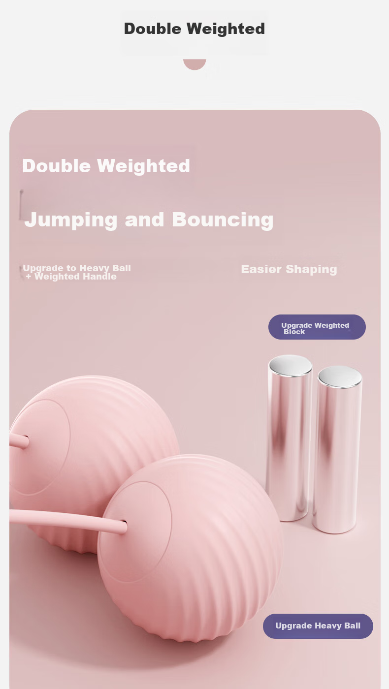 Yottoy Cordless Jump Rope for Weight Loss, Adult Fat Burning Resistance Counting Skipping Rope for Women, Dual-Use Large Ball + Long Rope - Pink 5