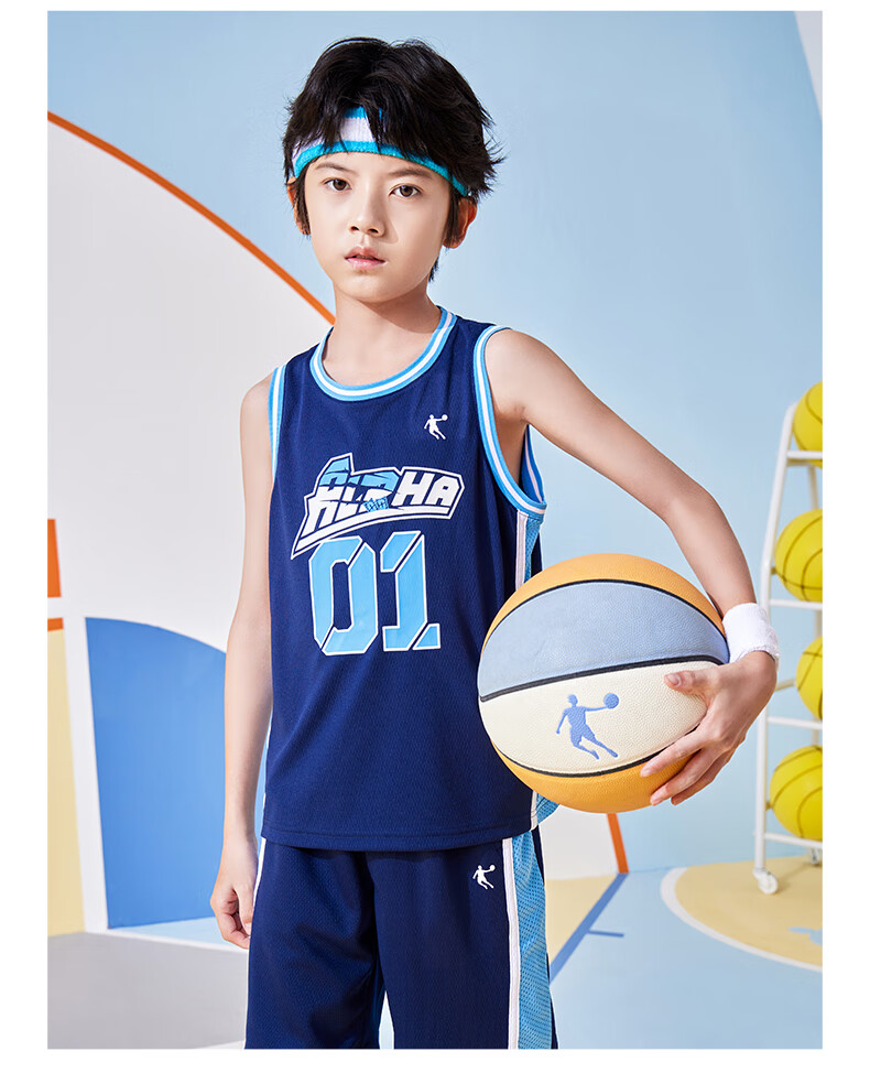 QIAODAN Boys' Basketball Set, Children's Full Size Summer Sports Two-Piece Set, Kids Training Uniform, Dawn Purple/Dawn Purple, Size 175 11