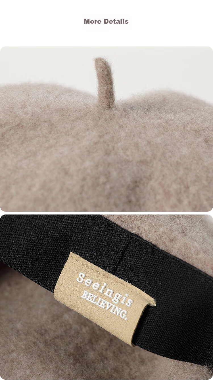 JIUMU Pure Wool Beret, Autumn And Winter Warm Woolen Painter Hat, Japanese-Style British Retro Classic Versatile Hat for Wome 38