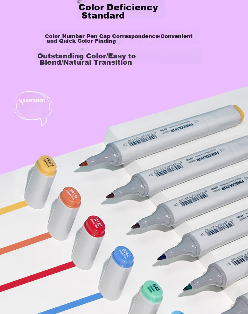 FINECOLOUR 5th Generation Alcohol-Based Double-Ended Markers, 12 Colors with Transparent Pen Case Set, Art Sketching Watercolor Pens for Drawing 13