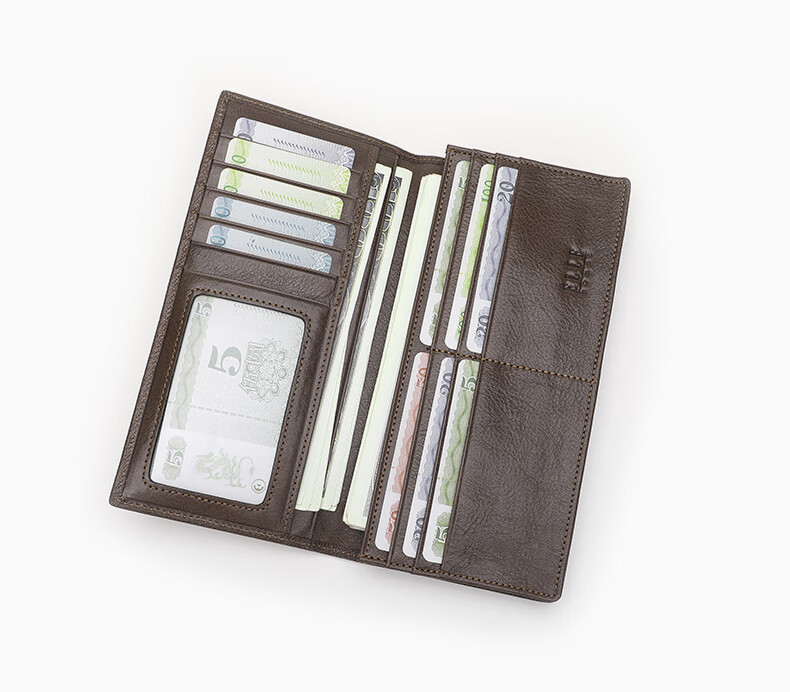 ELLE HOMME Men's Long Wallet, Top-Grain Leather Multifunctional Card Holder, Vertical Style Money Clip 0512, Birthday Gift for Me 5