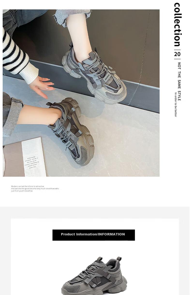 ZHR Dad Shoes for Women, Spring And Autumn Breathable Thick-Soled Heightening Casual Shoes, Fashionable Trendy Women's Shoes, G623, Dark Gray, Size 37 5