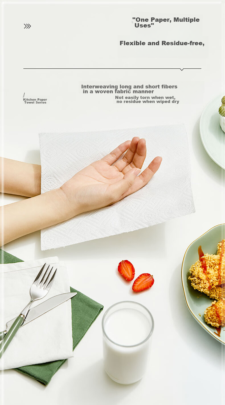Mind Act Upon Mind Facial Tissues/Kitchen Paper Towels, 70 Sheets * 3 Packs, Thickened Oil-Absorbing And Water-Locking, Food-Grade Contact 8