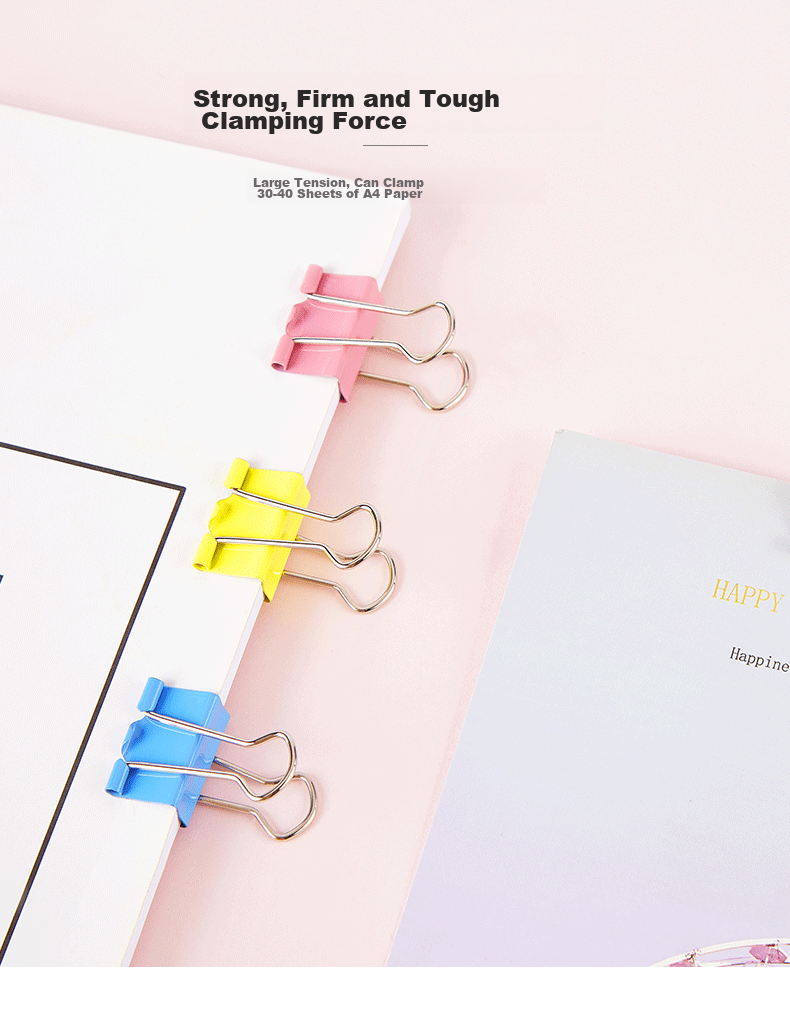 BAOKE 3c Digital All-Net Low Price BC1365, Colorful Long Tail Clips, 40 Pieces, 19mm, Binder Clips, Office Supplies 6