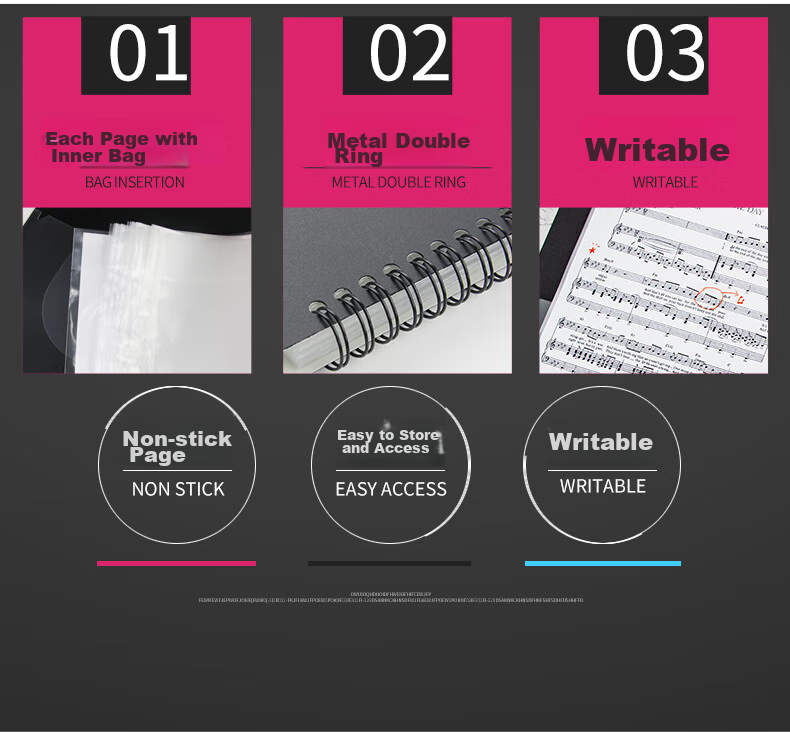 Jindeli Music Folder, Piano Sheet Music Folder, Editable Score Folder, A4 File Folder, Guitar Sheet Music Folder, Black, 1 Pack CF230 3