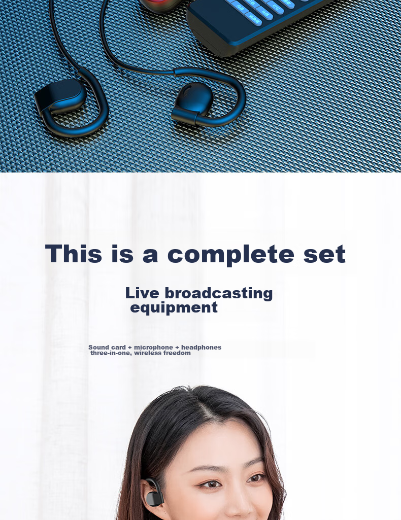 Buguniao G10 Wireless Live Streaming Sound Card Kit with Headphones And Microphone, Neck-Hanging Open-Style Outdoor Internet Celebrity Singing Equipment for Live Streaming 5