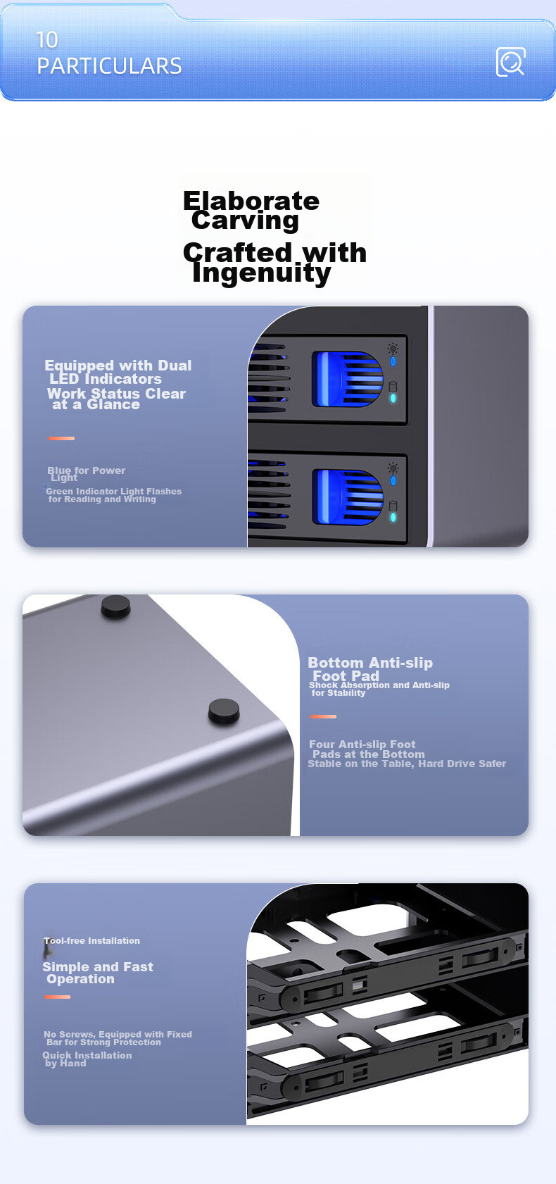 UNITEK Dual-Bay Full Aluminum Mechanical SSD Expansion Enclosure, Compatible with 2.5/3.5 Inch SSDs, USB 3.0 High-Speed to SATA Interface, External Hard Drive Storage Cabinet for Computers 12