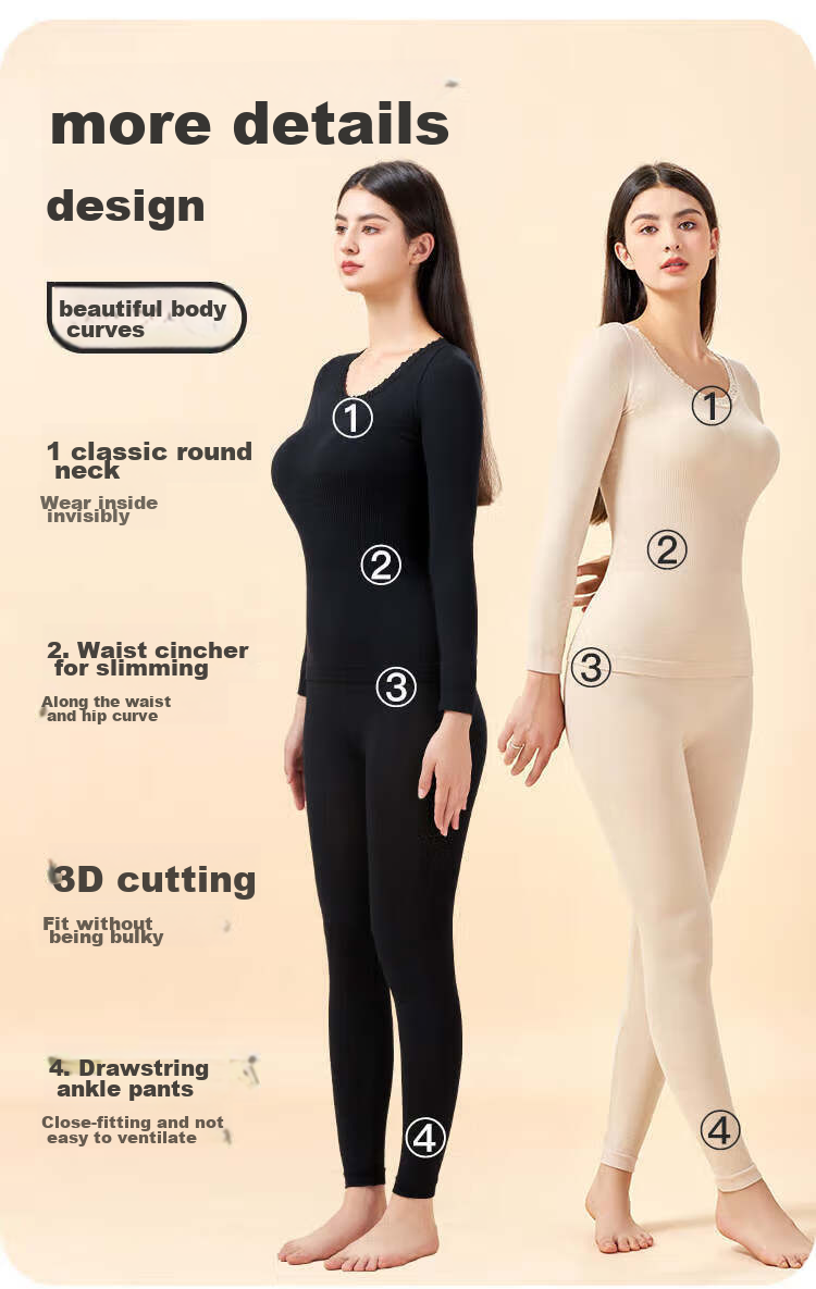 LangSha Women's Modal Cotton Thermal Underwear Set, Red Color for Zodiac Year, Slimming And Warm Base Layer 9