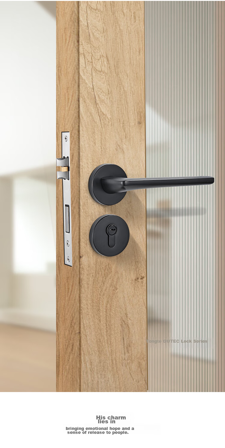GUTE Door Lock, Interior Home Use, Bedroom Door Handle, Quiet Noise Reduction, Separate Lock, Matte Black 9