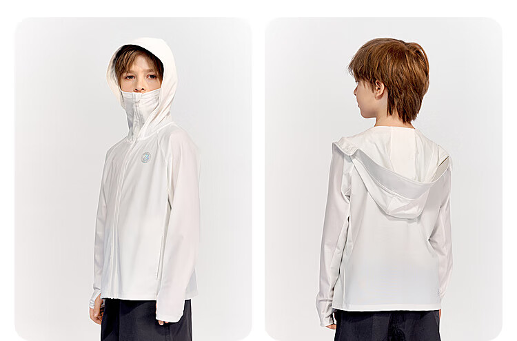BOSIDENG National Standard Sun Protection Jacket Unisex Kids UV Protection Cooling Mint Mambo Hooded Outdoor Coat 23