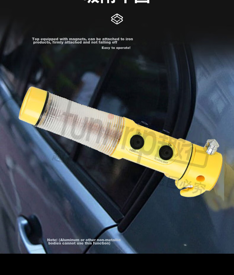 Quxing 4-In Car Window Breaker Hammer, Multifunctional Car Safety Hammer with Cutter, Flashlight, Fire Emergency Lighting And Rescue 12