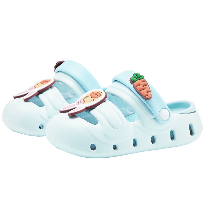B.Duck Children's Slippers, Girls' Soft-Soled Beach Shoes, Boys' Crocs Garden Shoes, 5913 Light Blue, Size 20