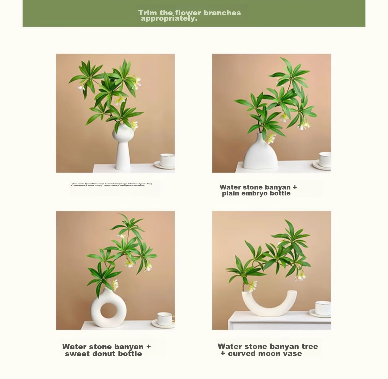 Fanyejia High-End Artificial Water Stone Magnolia Vase Set, Luxurious Fake Flowers, Living Room Decorative Ornaments, Artificial Green Plants 5