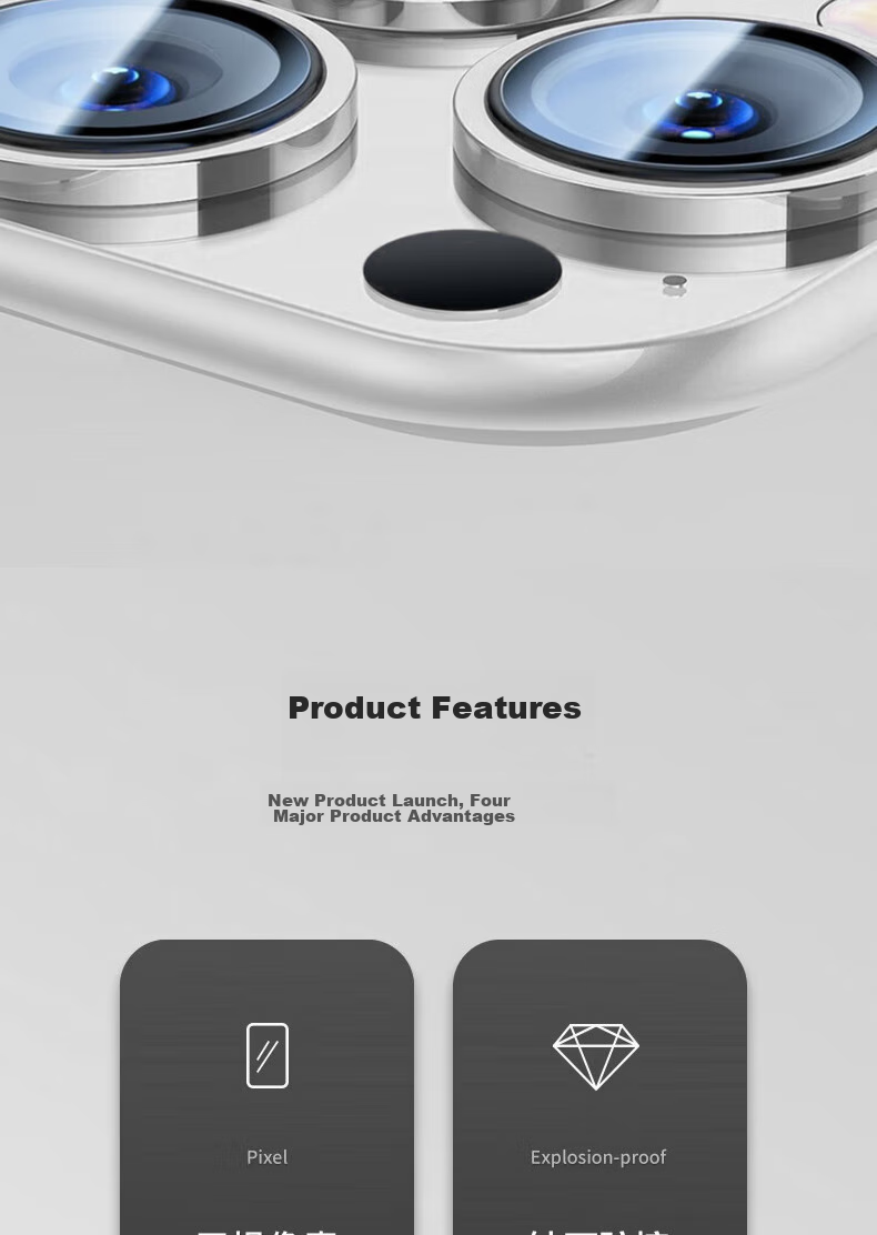 ESCASE Lens Protector for Apple IPhone 16 Pro, IPhone 16 Pro Max Tempered Glass Film, Metal Rear Camera Full Coverage High-Definition Sapphire Wear-Resistant Eagle Eye Colorful 2