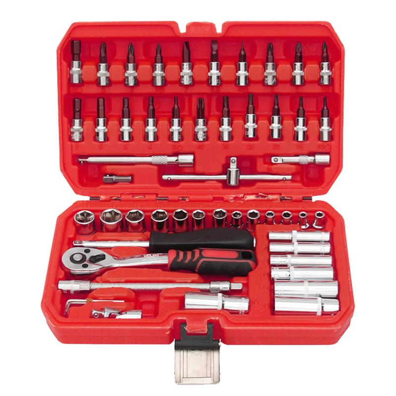 DELIXI ELECTRIC Auto Repair Tool Set 72-Tooth Precision Ratchet Wrench Kit DH-Q53 Socket Household 53-Piece Set