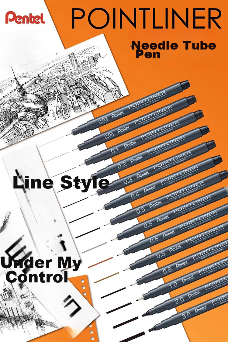 Pentel 0.1mm Water-Based Drawing Needle Pen, Art Drawing Outlining Pen, Comic Design Line Pen, S20P-1A 1