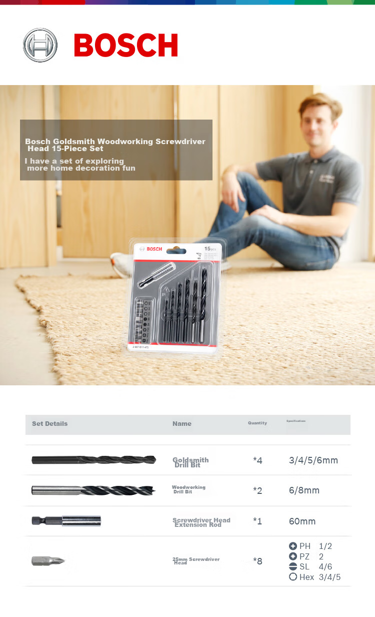 BOSCH , 15 Drill Bits + Bit Set (15 Pieces), Wood And Metal Drilling 1