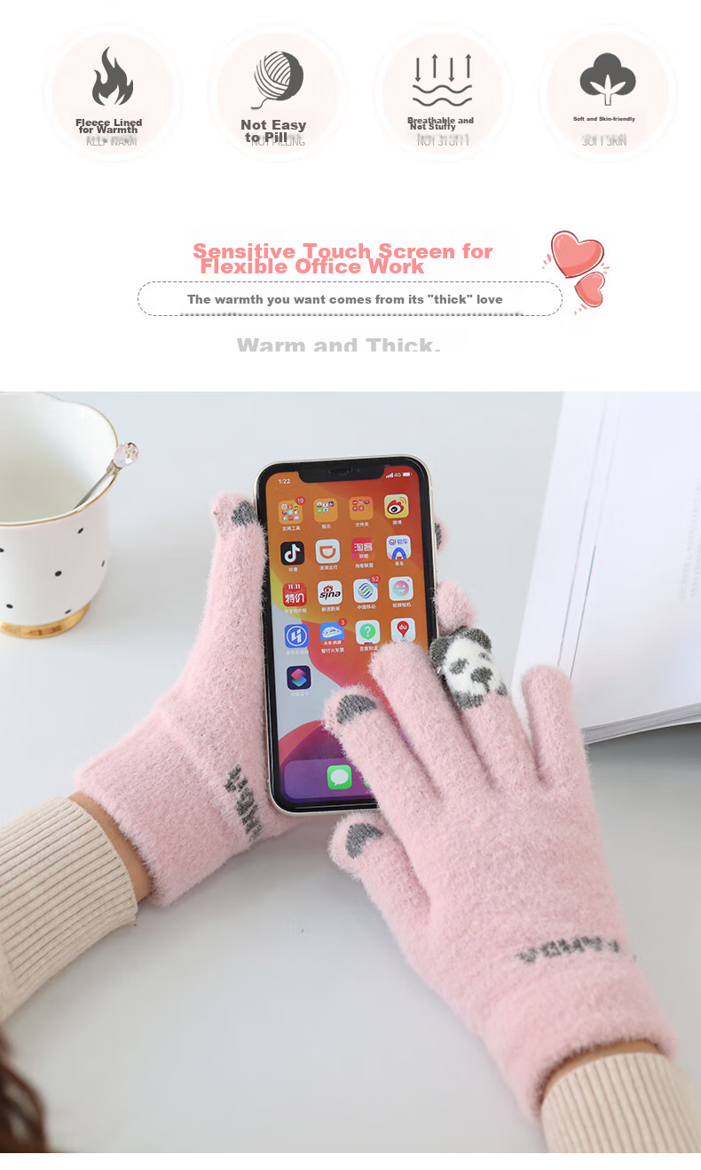 GRGN Winter Thermal Cycling Gloves for Men and Women, Thickened Fleece Lined Windproof Touchscreen Knit Gloves 6