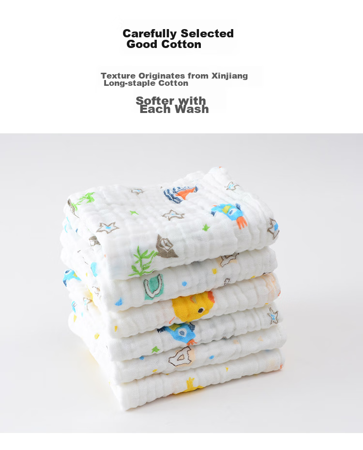 Grace Class A Pure Cotton Gauze Small Towel, Baby Six-Layer Bubble Gauze, Children's Towel for Wiping Water, Hands And Mouth, 6-Pack Sports 4