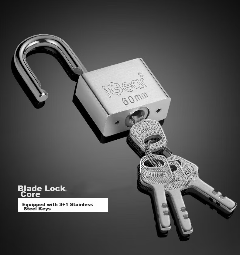 IGear Padlock, Waterproof And Rust-Resistant, Door Lock Tool, School Gate, Shop, Warehouse, Car Compartment, Home Security Lock, Anti-Theft And Tamper-Proof Lock, 60mm 9
