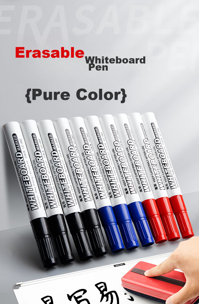 Licao Erasable Whiteboard Markers Set, Easy-To Water-Based Markers for Smooth Writing, Office Meeting Supplies And Essential Teaching Tools, Multiple Colors, 10 Pieces 1
