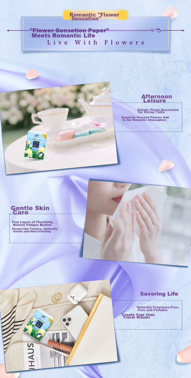 APP Handkerchief Tissues, 4-Ply, 7 Sheets*18 Packs, Portable Small Packets, Jiangnan White Tea, Large Size 8