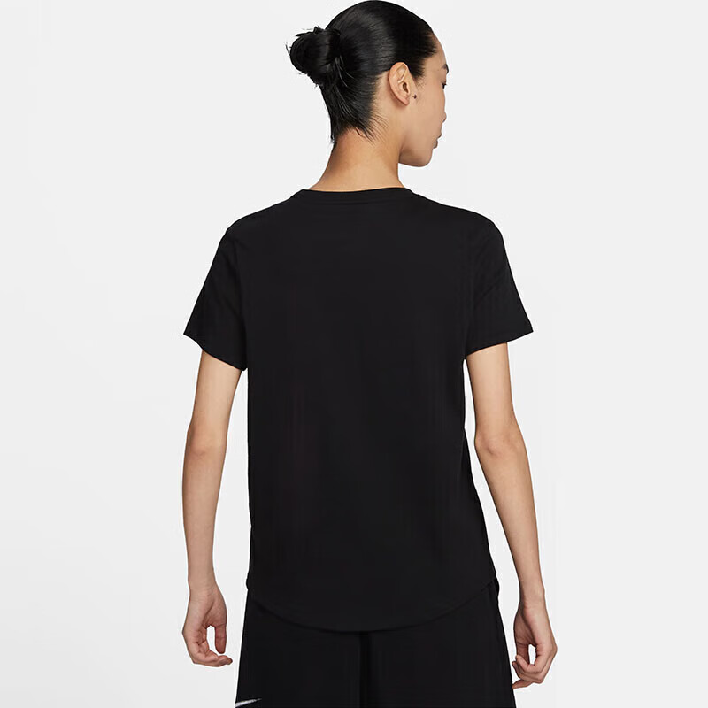 NIKE Spring And Summer Women's Short-Sleeve T-Shirt, Pure Cotton, Sporty Casual, Fashionable Simple, DX7907-010, Black M