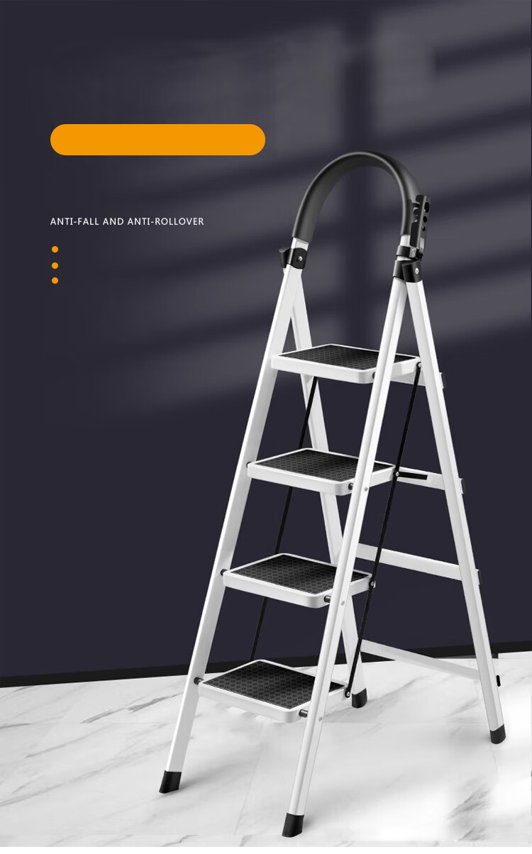XINGKAI Ladder, Household A-Frame Ladder, Folding Ladder, Thickened Safe Multi-Functional Climbing Ladder, TZ10 White Five-Step Ladder 2