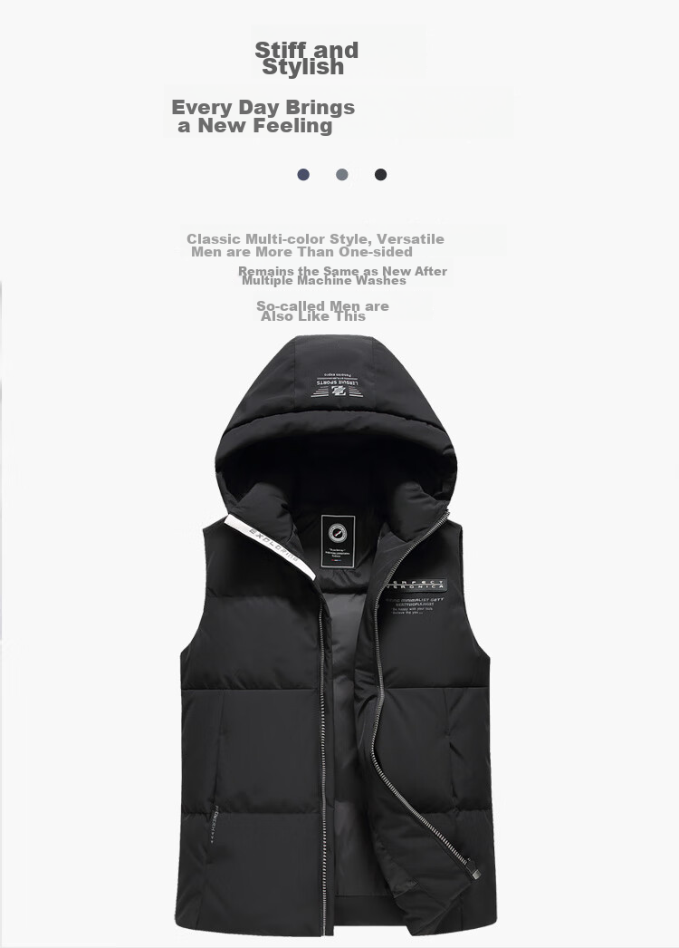 SNOWFLYING Autumn And Winter New Warm down Jacket Vest for Men, Hooded Casual Simple Versatile Sleeveless Vest Outerwear for Me 5