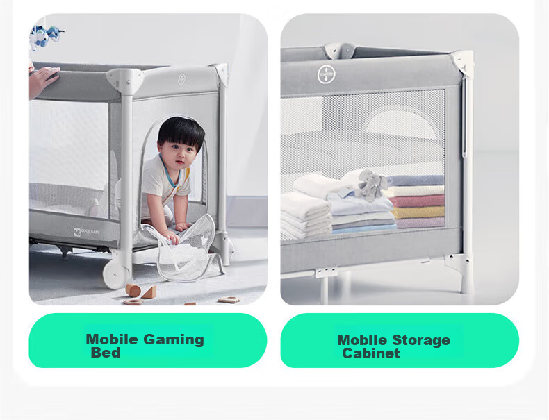 Leyunbaby Multifunctional Foldable Baby Crib, Portable Changing Table, Mobile Baby Soothing Station, Full Moon Gift 18
