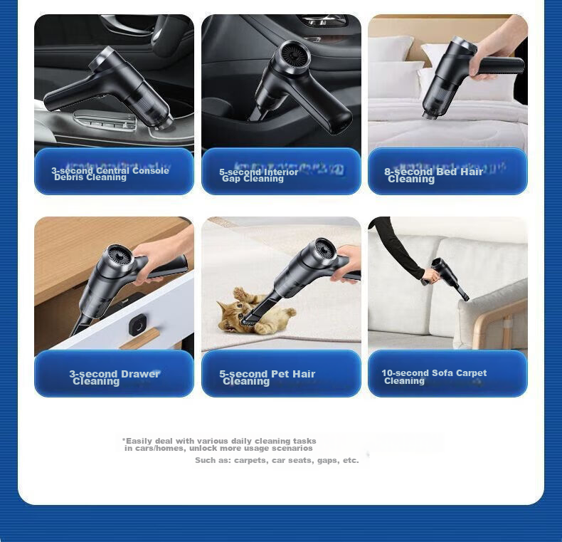 Boergai Cordless Car Vacuum Cleaner, High-Power Compact Handheld Household And Car Use, Strong Suction Power, Black 5